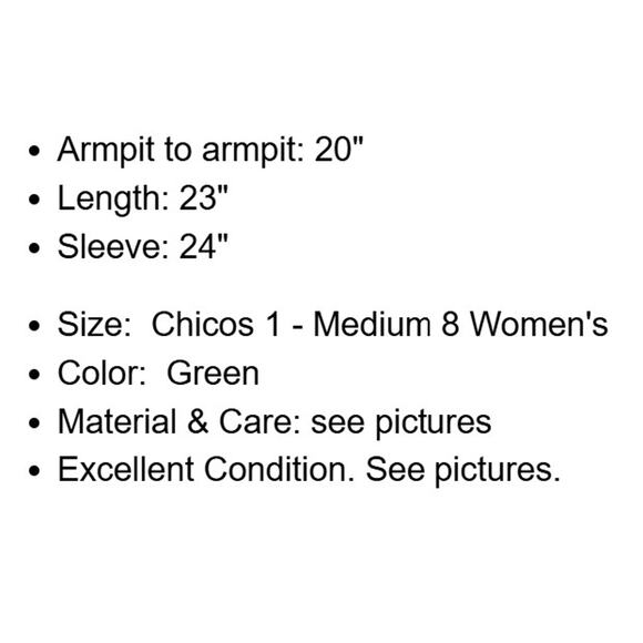 Chicos Zenergy Jacket 1 Womens Medium 8 Green Track Cargo Utility Full Zip - Picture 4 of 16